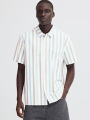 Blend Blue Aban Linen Blend Stripe Shirt - Image 1 of 5