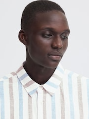 Blend Blue Aban Linen Blend Stripe Shirt - Image 4 of 5