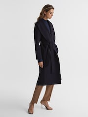 Reiss Navy Freja Shawl Collar Blindseam Long Coat - Image 1 of 5