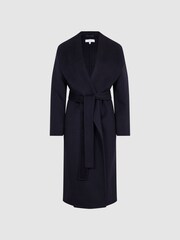 Reiss Navy Freja Shawl Collar Blindseam Long Coat - Image 2 of 5
