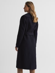 Reiss Navy Freja Shawl Collar Blindseam Long Coat - Image 5 of 5