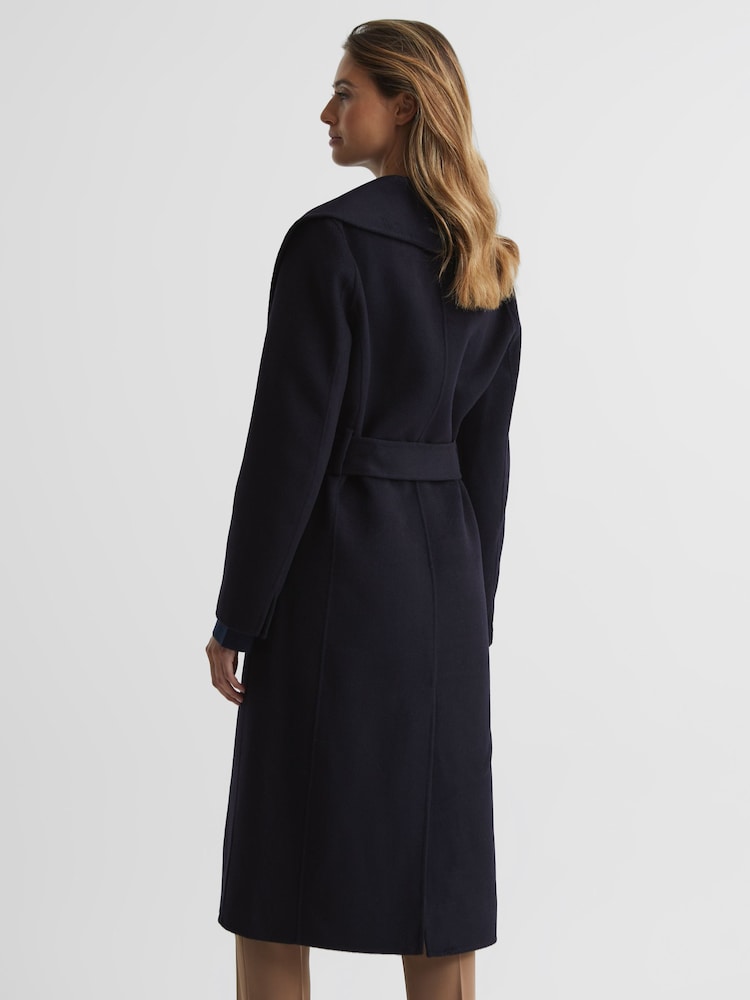 Reiss Navy Freja Shawl Collar Blindseam Long Coat - Image 5 of 5
