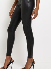 River Island Black Stretch Zip Skinny Trousers - Image 1 of 3
