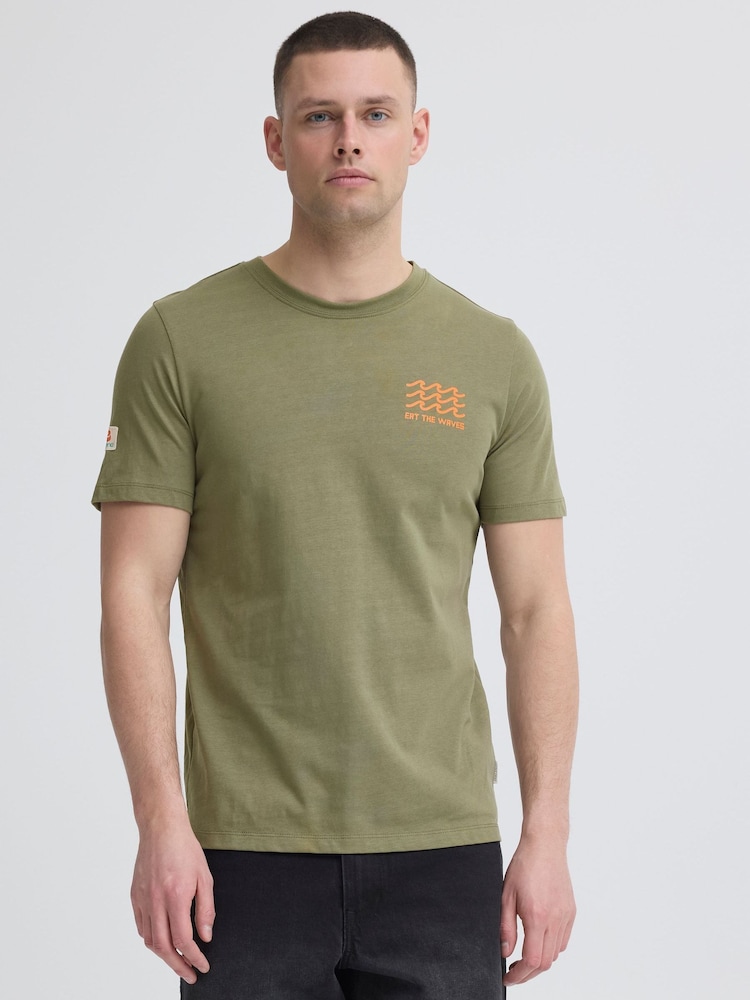 Blend Green Sun Island Crew Neck T-Shirt - Image 1 of 4 Blend Green Sun Island Crew Neck T-Shirt - Image 1 of 4