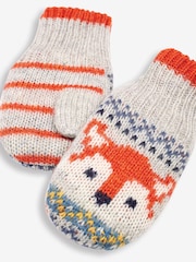 JoJo Maman Bébé Grey Fox Fairisle Pattern Mittens - Image 3 of 3