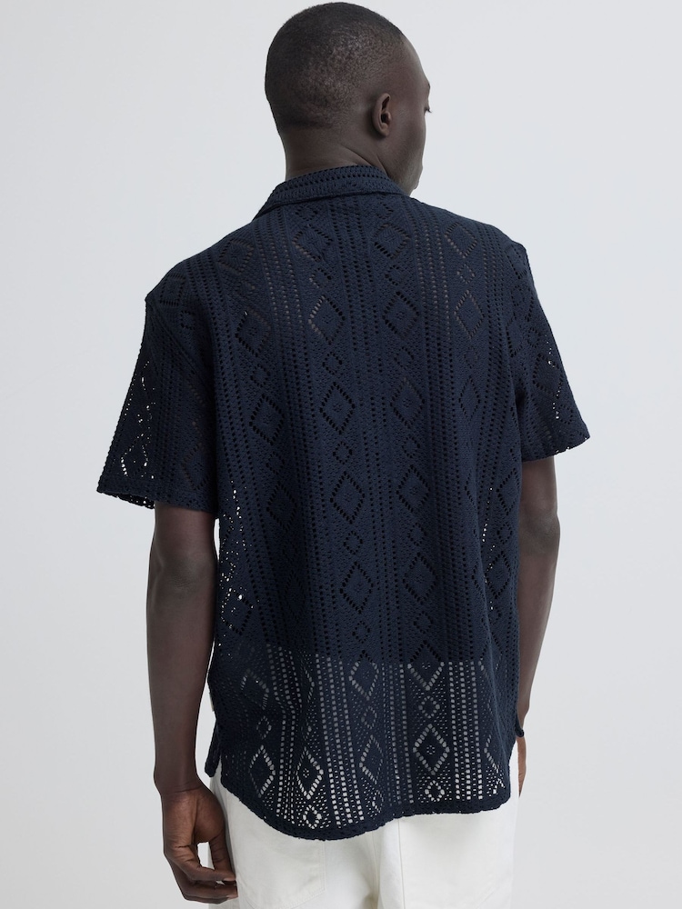 Blend Blue Akon Open Knit Shirt - Image 2 of 4 Blend Blue Akon Open Knit Shirt - Image 2 of 4
