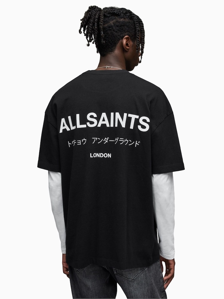 Чорний - Футболка Allsaints Underground Crew 100% Cotton - Image 3 of 16