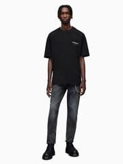 أسود - تيشرت بحافة رقبة مستديرة من القطن 100% بتصميم Underground من Allsaints - صورة 5 من 16