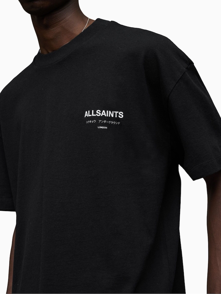 Чорний - Футболка Allsaints Underground Crew 100% Cotton - Image 7 of 16