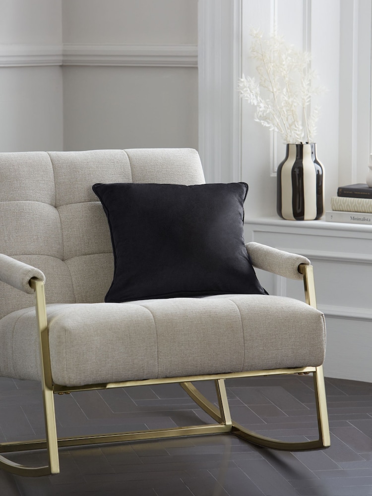 Black 43 x 43cm Matte Velvet Cushion - Image 1 of 6