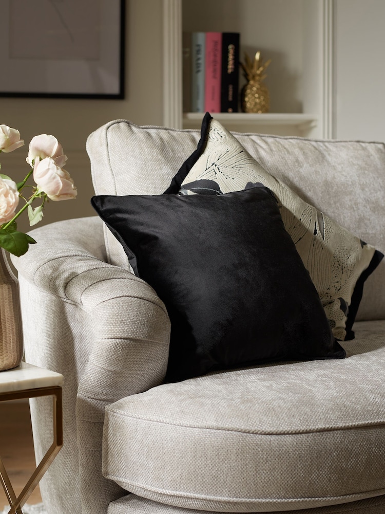 Black 43 x 43cm Matte Velvet Cushion - Image 2 of 6
