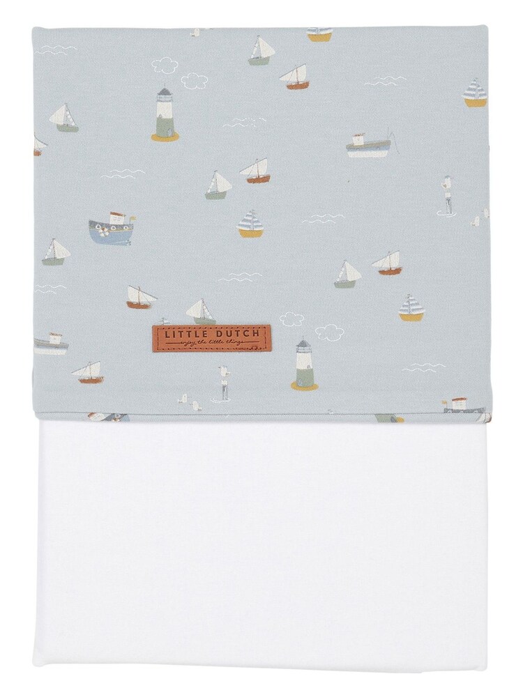 Little Dutch Blue Fitted Sailors Bay Bassinet Sheet - Image 1 of 1 Little Dutch Blue Fitted Sailors Bay Bassinet Sheet - Image 1 of 1