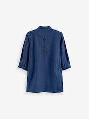 Navy Blue Regular Length Embroidered Boys Kurta (3mths-7yrs) - Image 5 of 12