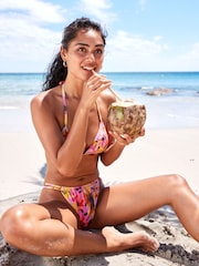 Pink Floral Moulded Triangle Bikini Top - Image 4 of 7