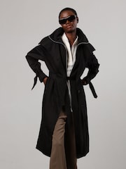 Religion Black Lightweight Waterfall Cotton Charisma Trench Coat - Image 3 of 9