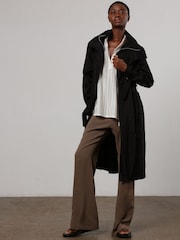 Religion Black Lightweight Waterfall Cotton Charisma Trench Coat - Image 6 of 9