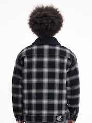 Calvin Klein Jeans Black Sherpa Check Trucker Jacket - Image 2 of 4