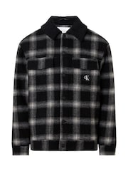 Calvin Klein Jeans Black Sherpa Check Trucker Jacket - Image 4 of 4