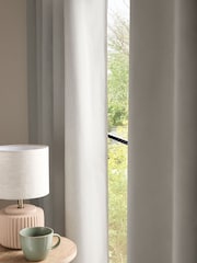 Grey Silver Cotton Super Thermal Eyelet Curtains - Image 3 of 7