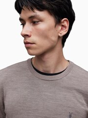 AllSaints Grey Mode Merino Crew Jumper - Image 2 of 6