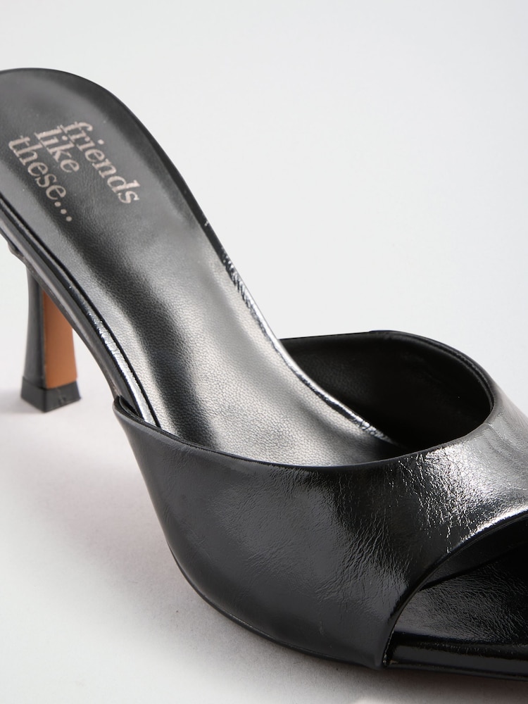 Friends Like These Black Mid Stiletto Heeled Mule Sandals - Image 7 of 7 Friends Like These Black Mid Stiletto Heeled Mule Sandals - Image 7 of 7