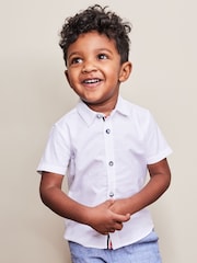 White Short Sleeve Trimmed Oxford Shirt (3mths-7yrs) - Image 1 of 1
