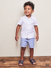 White Short Sleeve Trimmed Oxford Shirt (3mths-7yrs) - Image 2 of 6
