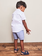 White Short Sleeve Trimmed Oxford Shirt (3mths-7yrs) - Image 3 of 6