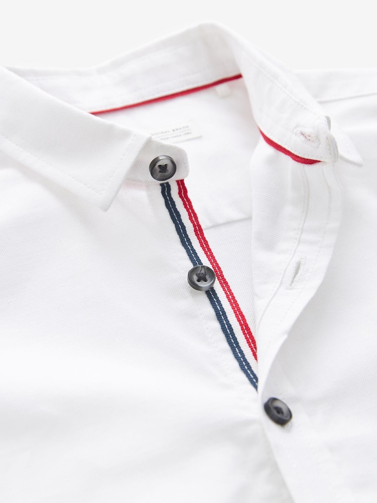 White Short Sleeve Trimmed Oxford Shirt (3mths-7yrs) - Image 6 of 6