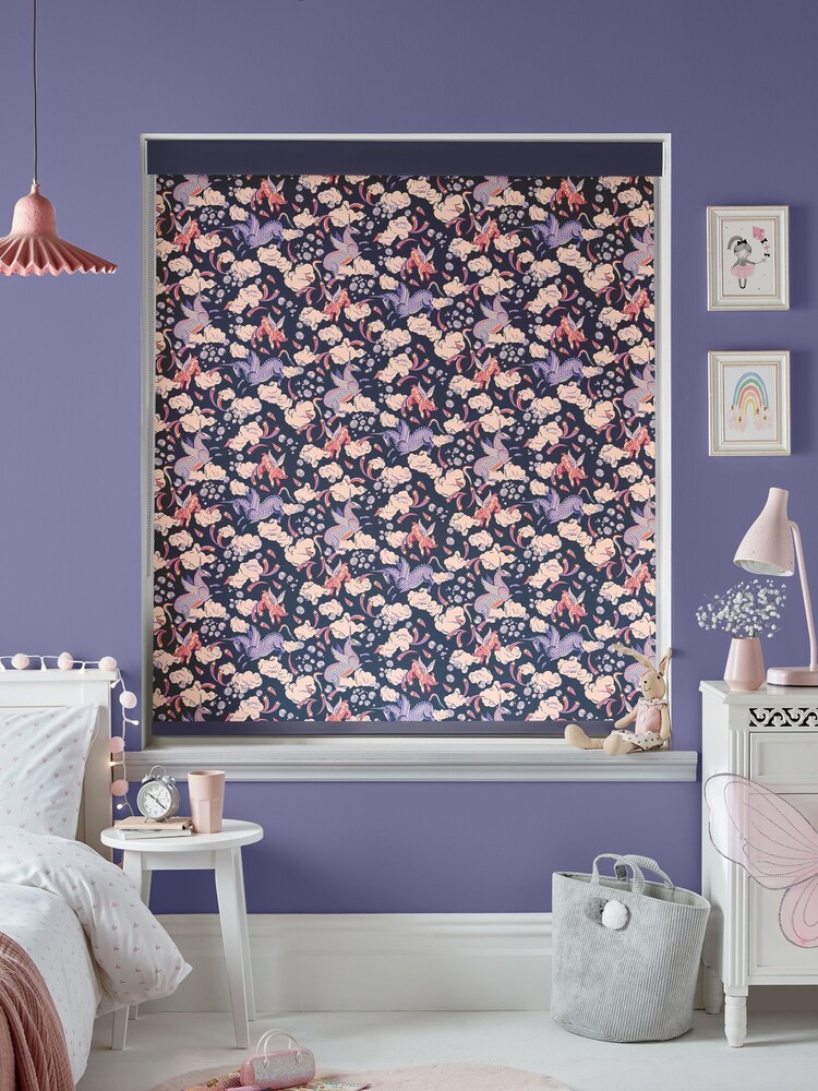 Cath Kidston Navy Blue Kids Unicorn Made To Measure Roller Blinds - Image 2 of 6