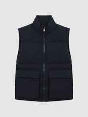 Reiss Navy Westbrook Funnel Neck Puffer Gilet - Image 2 of 7