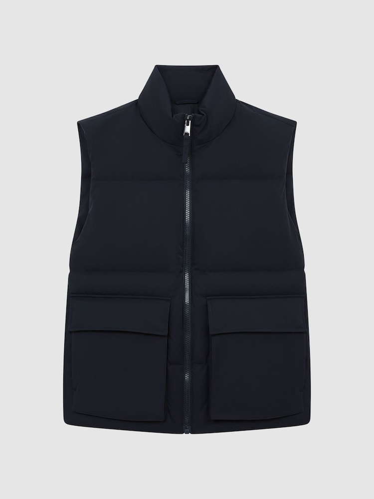 Reiss Navy Westbrook Funnel Neck Puffer Gilet - Image 2 of 7