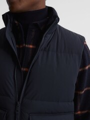 Reiss Navy Westbrook Funnel Neck Puffer Gilet - Image 4 of 7