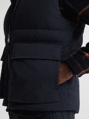 Reiss Navy Westbrook Funnel Neck Puffer Gilet - Image 6 of 7