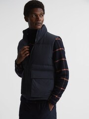 Reiss Navy Westbrook Funnel Neck Puffer Gilet - Image 7 of 7
