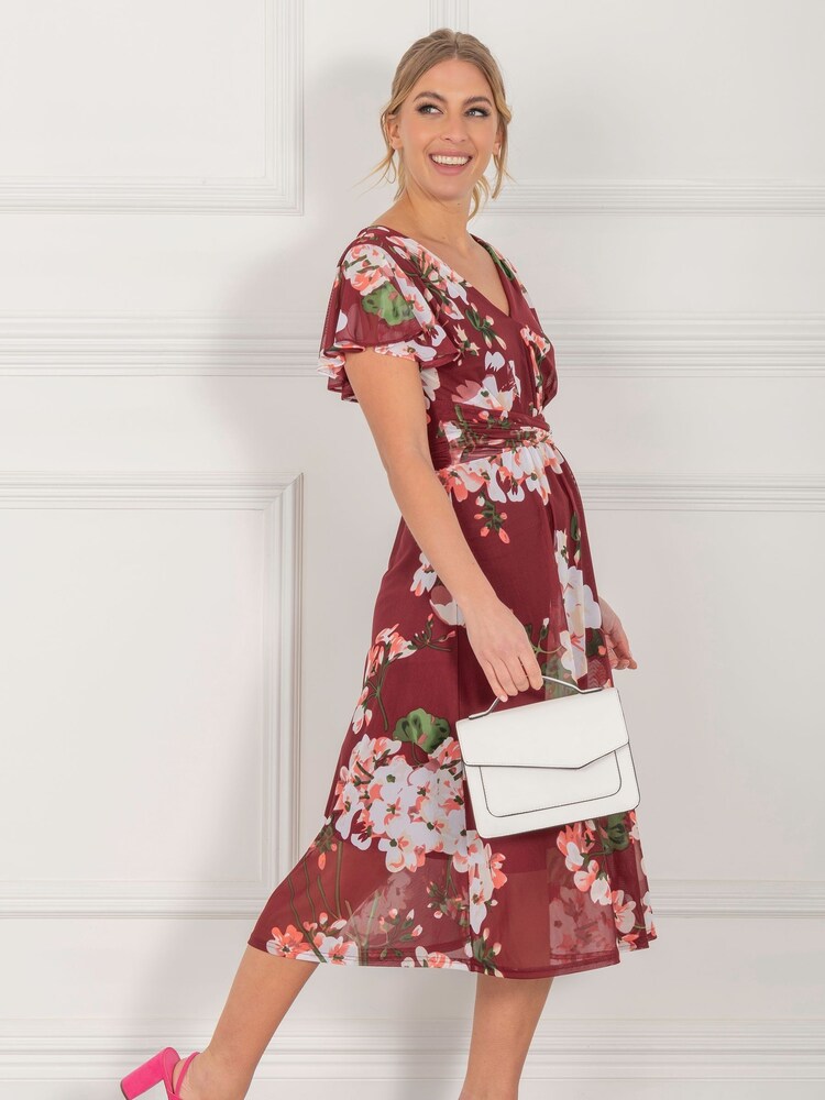 Jolie Moi Bethany Red Mesh Midi Dress - Image 5 of 5 Jolie Moi Bethany Red Mesh Midi Dress - Image 5 of 5