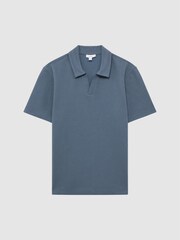 Reiss Airforce Blue Thom Short Sleeve Open Collar T-Shirt - Image 2 of 6