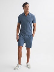 Reiss Airforce Blue Thom Short Sleeve Open Collar T-Shirt - Image 3 of 6