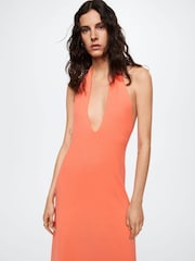 Mango Orange Knitted Dress With Openings - Image 4 of 6