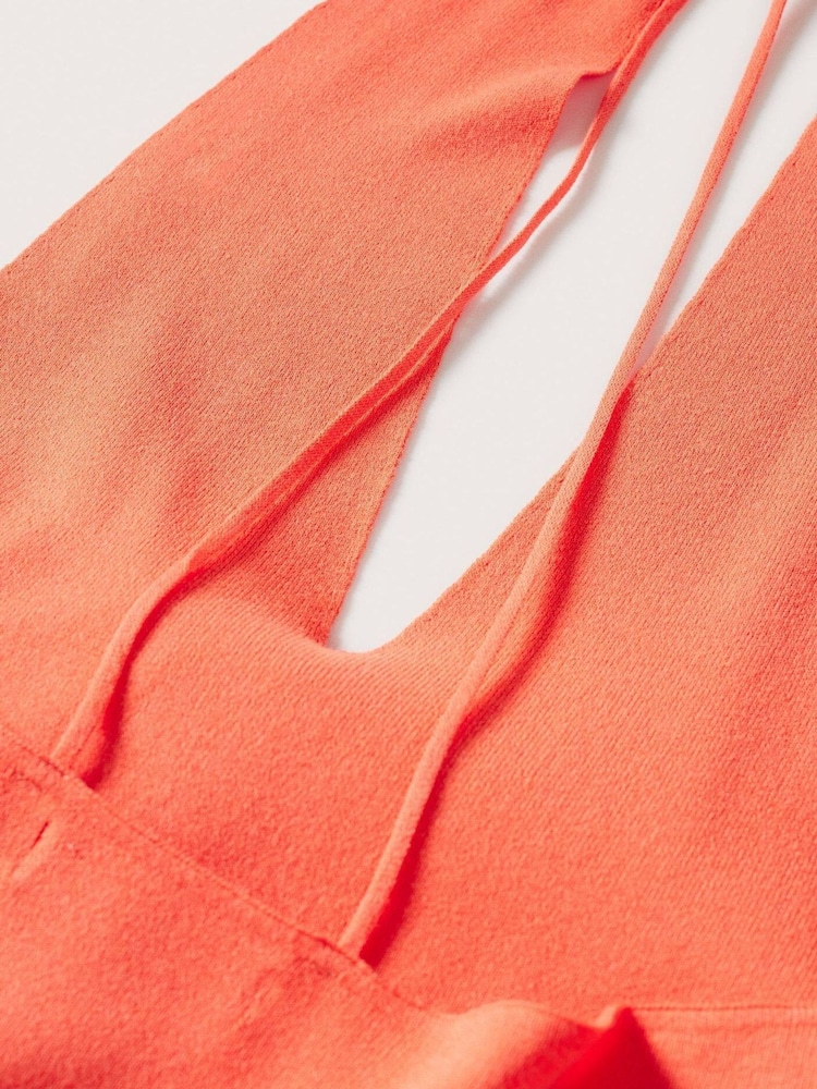 Mango Orange Knitted Dress With Openings - Image 6 of 6