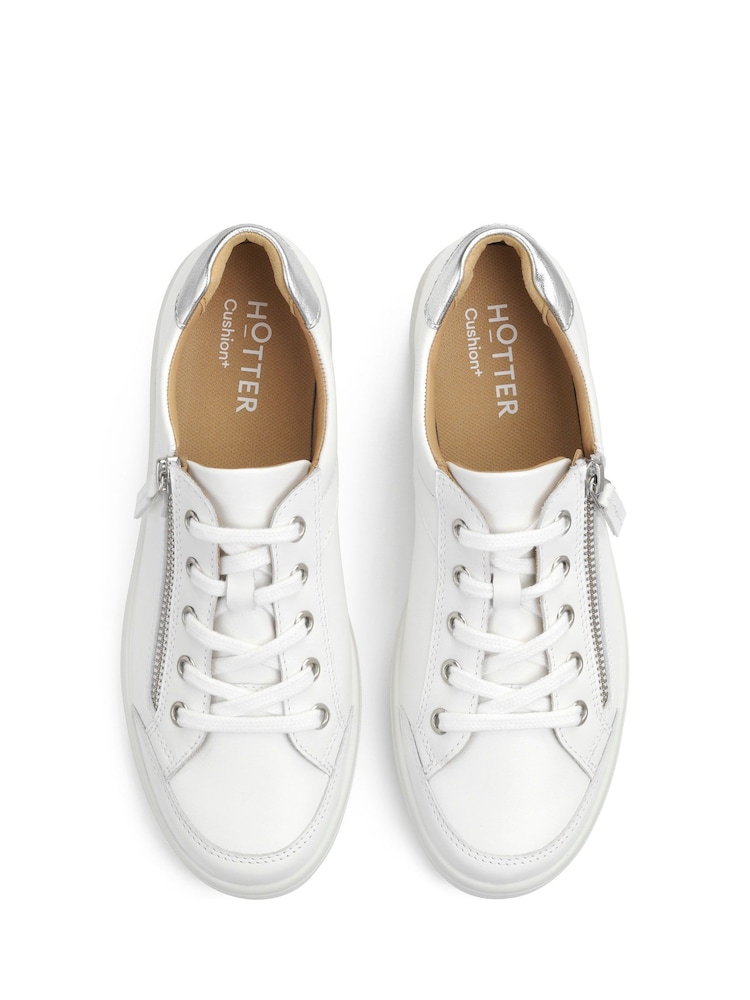 Hotter White Standard Fit Chase II Lace up / Zip Trainers - Image 4 of 4