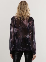 Religion Purple Sheer Ruffle Shirt In Beautiful Prints - Image 2 of 7
