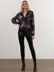 Religion Purple Sheer Ruffle Shirt In Beautiful Prints - Image 4 of 7