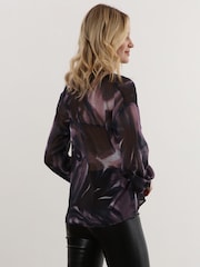 Religion Purple Sheer Ruffle Shirt In Beautiful Prints - Image 6 of 7