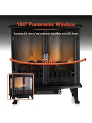 Warmlite Black 1.8KW Double Door Stove Heater - Image 6 of 8
