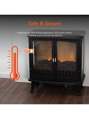 Warmlite Black 1.8KW Double Door Stove Heater - Image 7 of 8