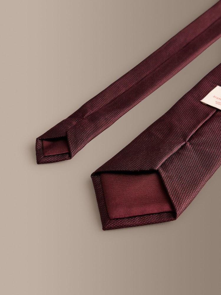 Burgundy Red Signature Silk Tie - Image 6 of 6