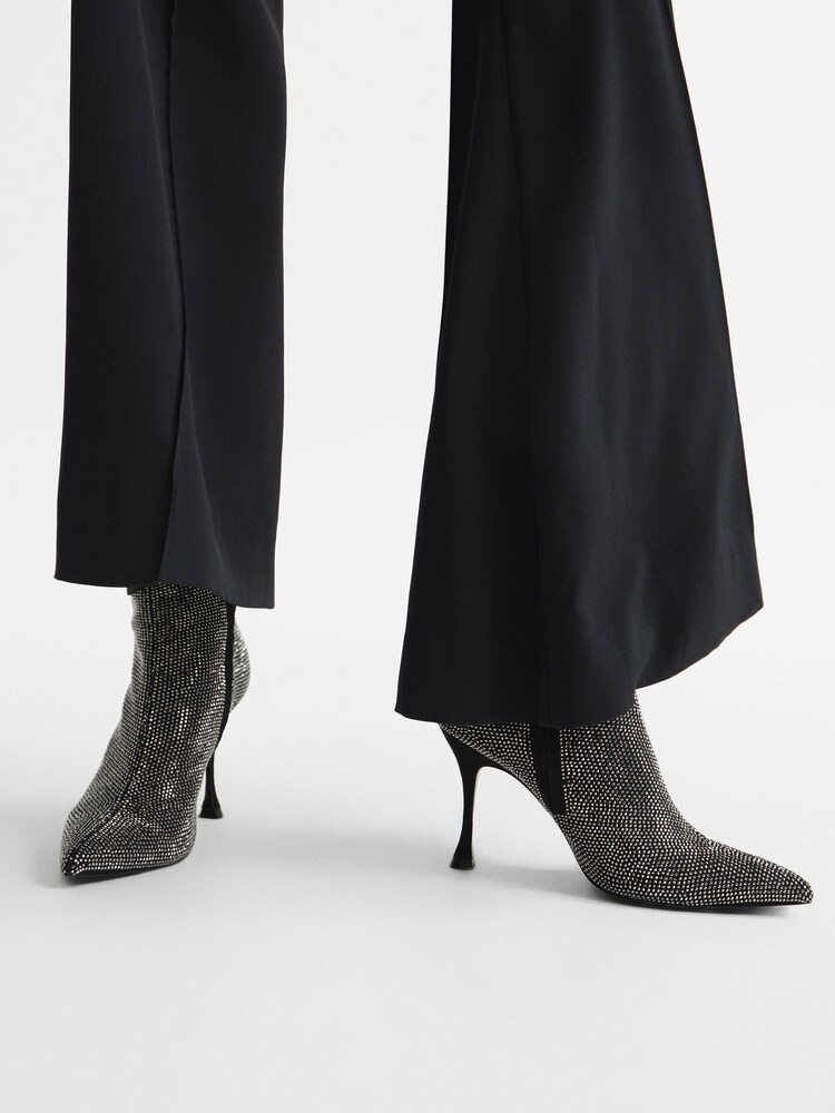 Reiss Black Clement Crystal Point Ankle Boots - Image 2 of 8