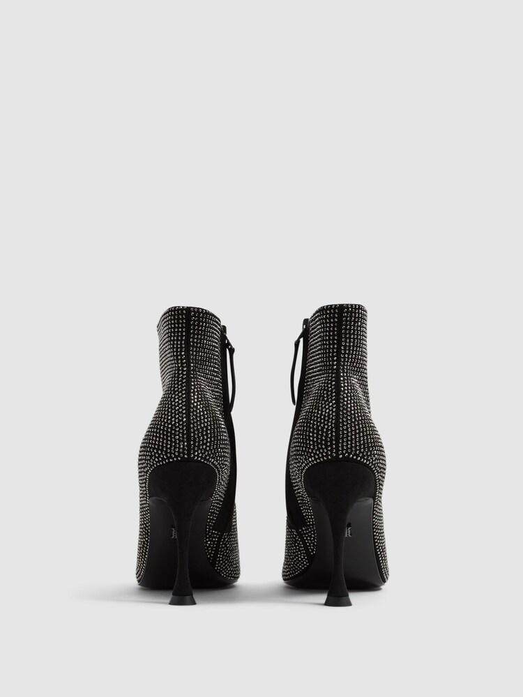 Reiss Black Clement Crystal Point Ankle Boots - Image 8 of 8