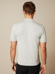 Grey Asymmetric Stripe Regular Knitted Polo Shirt - Image 4 of 7